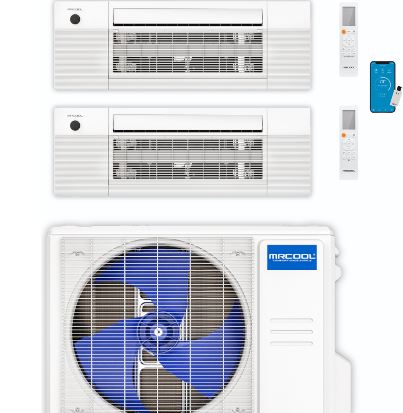 MRCOOL DIY Mini Split - 18,000 BTU 2 Zone Ceiling Cassette Ductless Air Conditioner and Heat Pump, DIY-BC-218HP0909