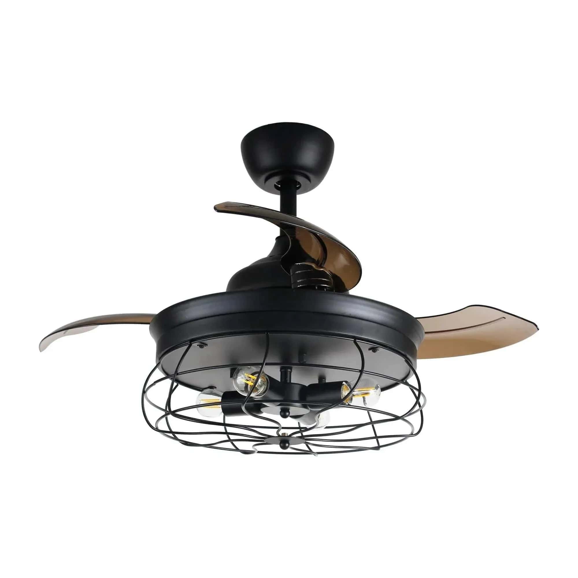 Parrot Uncle 34 In. Benally Industrial Ceiling Fan with Lighting and Remote Control FULL VIEW
