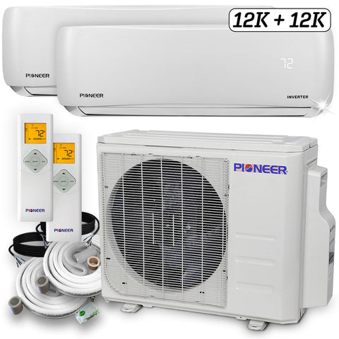 Pioneer Dual 24000 BTU 2-Ton 21.5 SEER Multi (2) Zone Wall Mount Air Conditioner Heat Pump 230-Volt PMK WYS020GMHI22M2-12W-12W