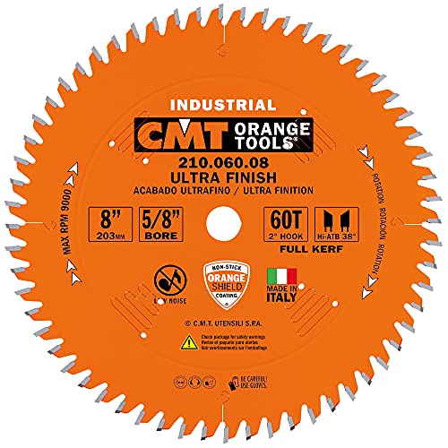 CMT Industrial Fine Cut-Off Saw Blade, 8-Inch x 60 Teeth 40° ATB Grind with 5/8-Inch Bore, PTFE Coating