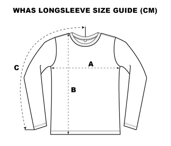 WHAS LONGSLEEVE SIZE GUIDE (CM)