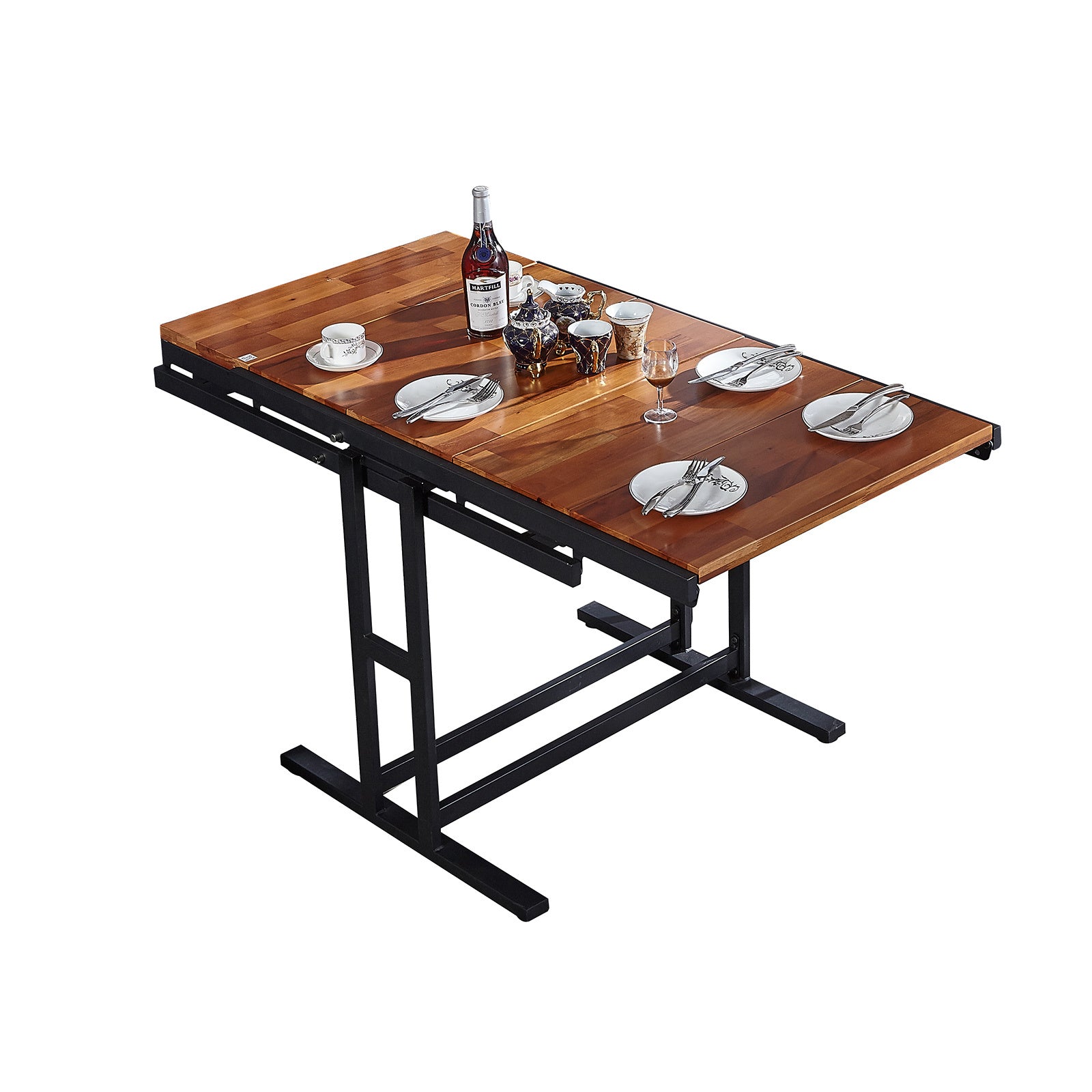 Conversion Solid wood table /shelf Wholesales folding table with convert shelf can be used as dining table or stand shelf