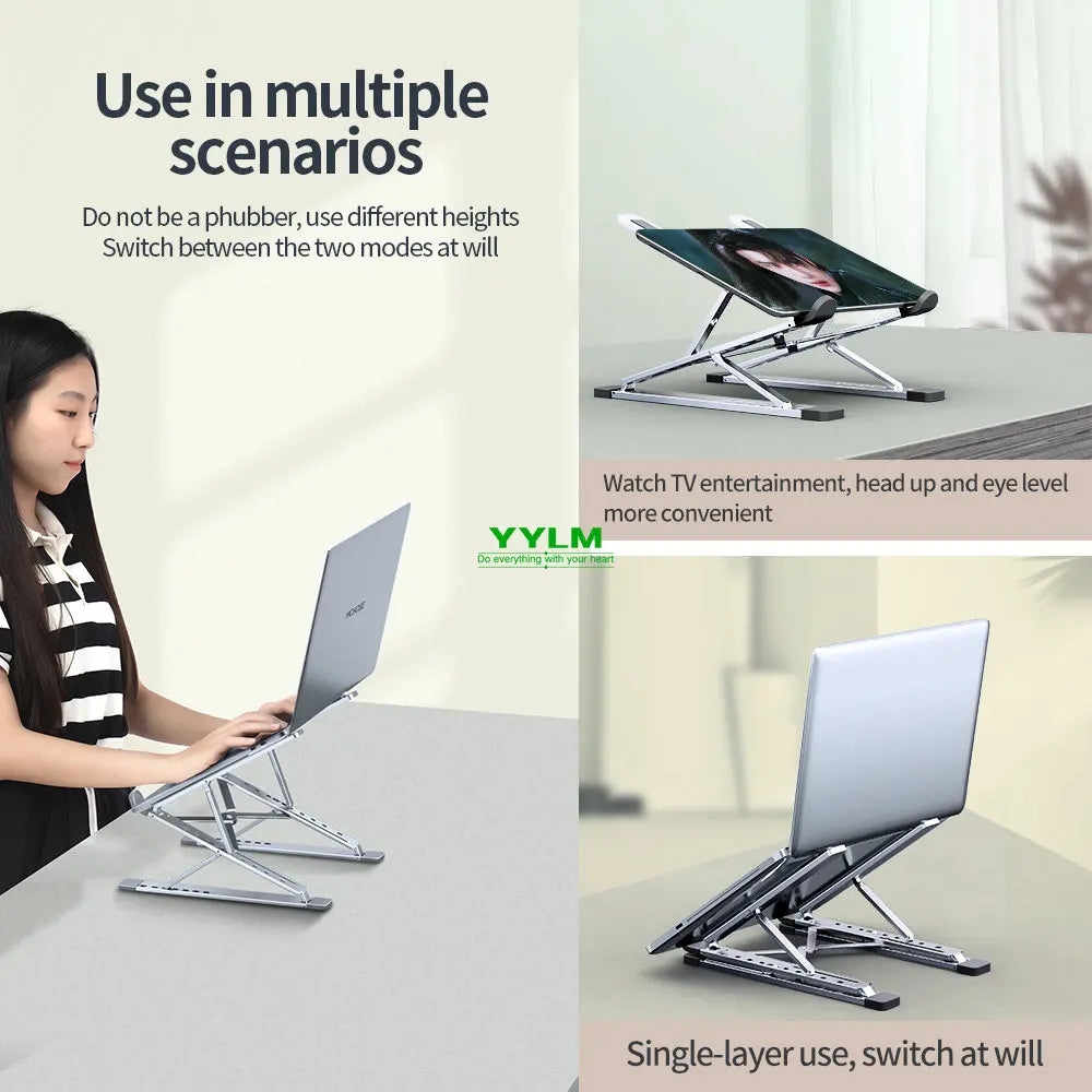 Adjustable Aluminum Laptop Stand Foldable Cooling Notebook Holder - Image 3