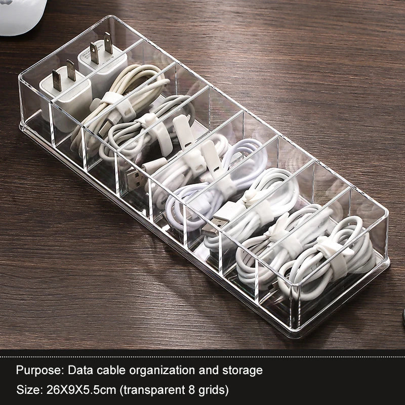 Acrylic Data Cable Storage Box with 8 Compartments - Image 6