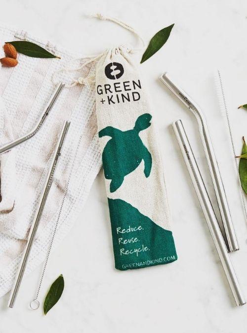 Green + Kind Stainless Steel Smoothie Straws Straight