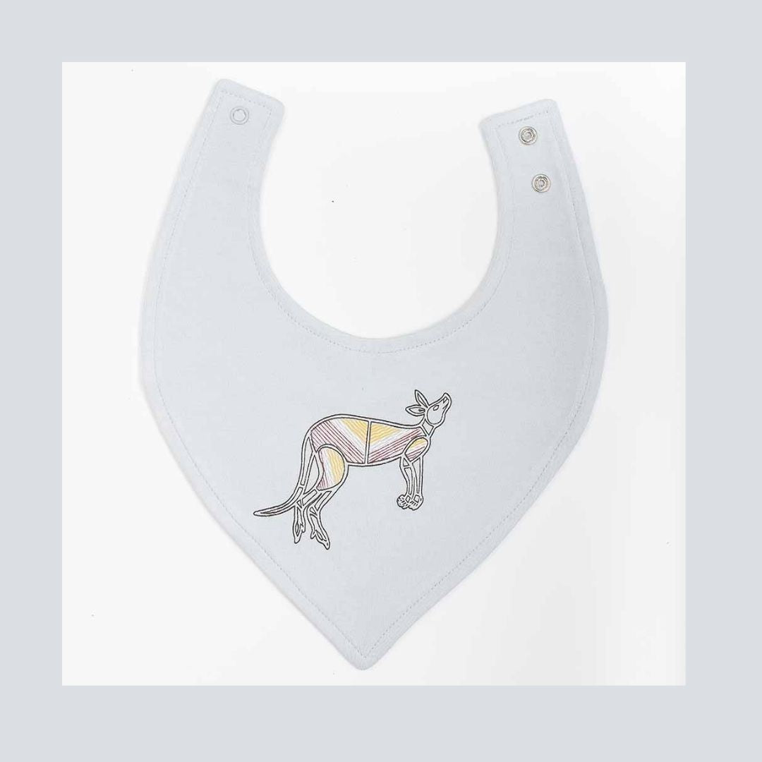 Kangaroo Dreaming Baby Bib Grey