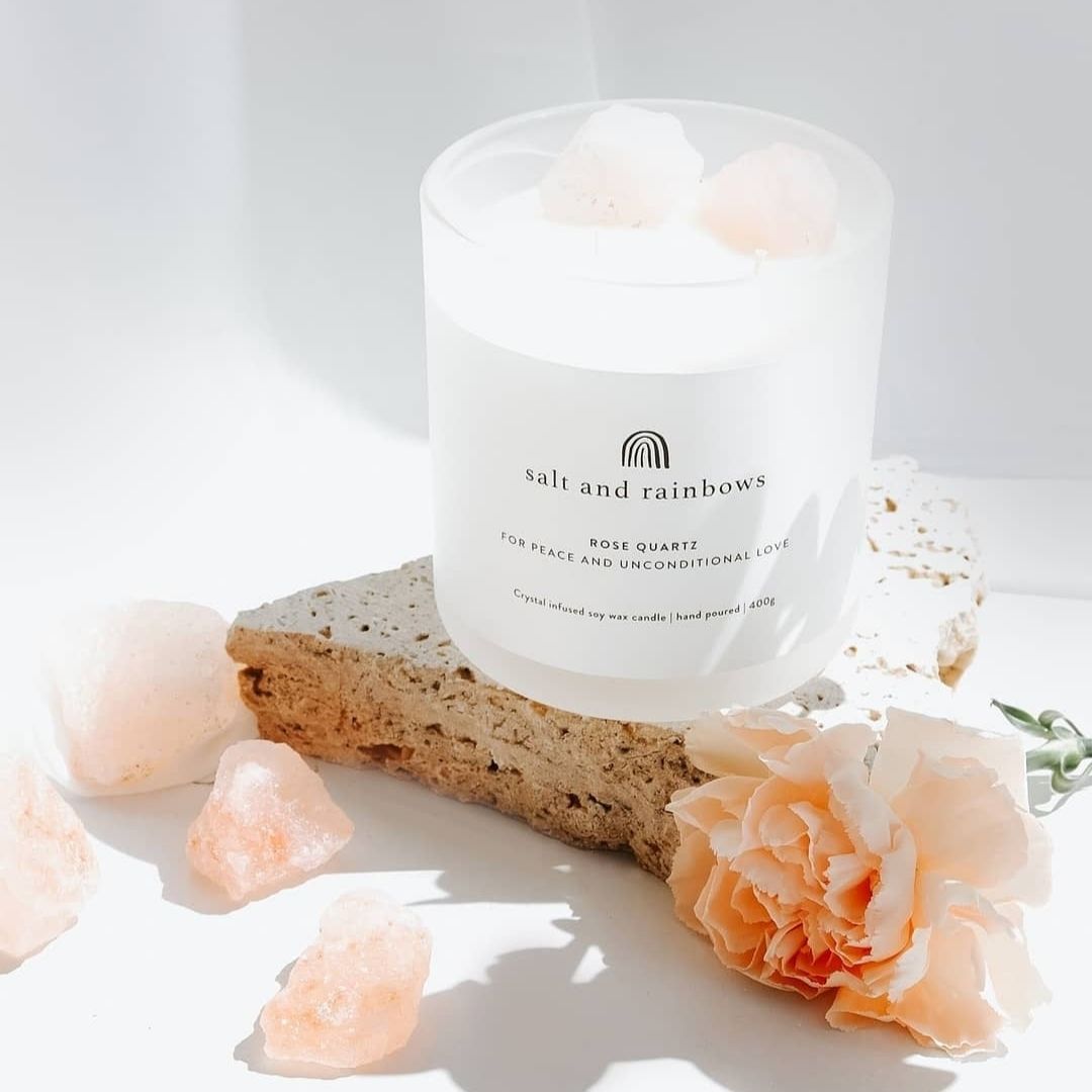 Salt And Rainbows Rose Quartz Lime & Coconut Candle