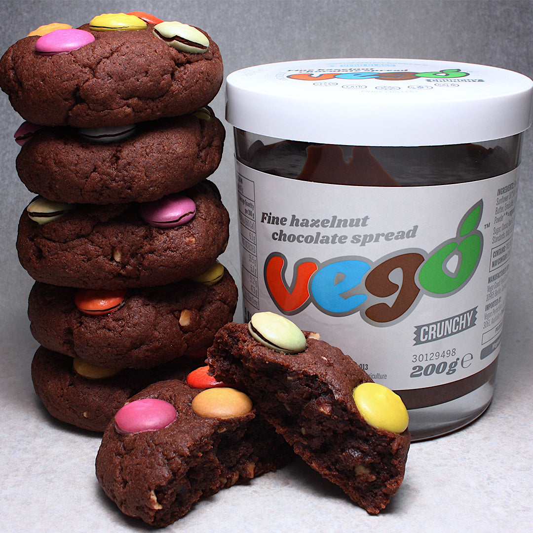 Vegan Double Chocolate Smarties Cookies