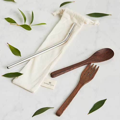 Green + Kind Natural Wood Cutlery Set Luxe