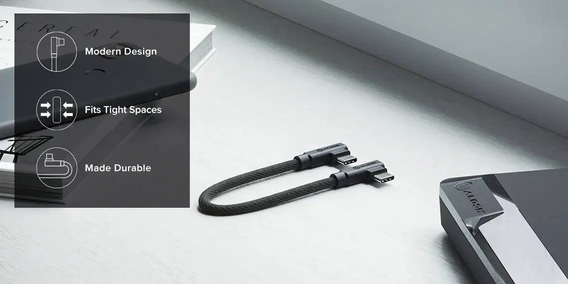 25cm Elements Pro Right-Angle USB-C to Right Angle USB-C Cable