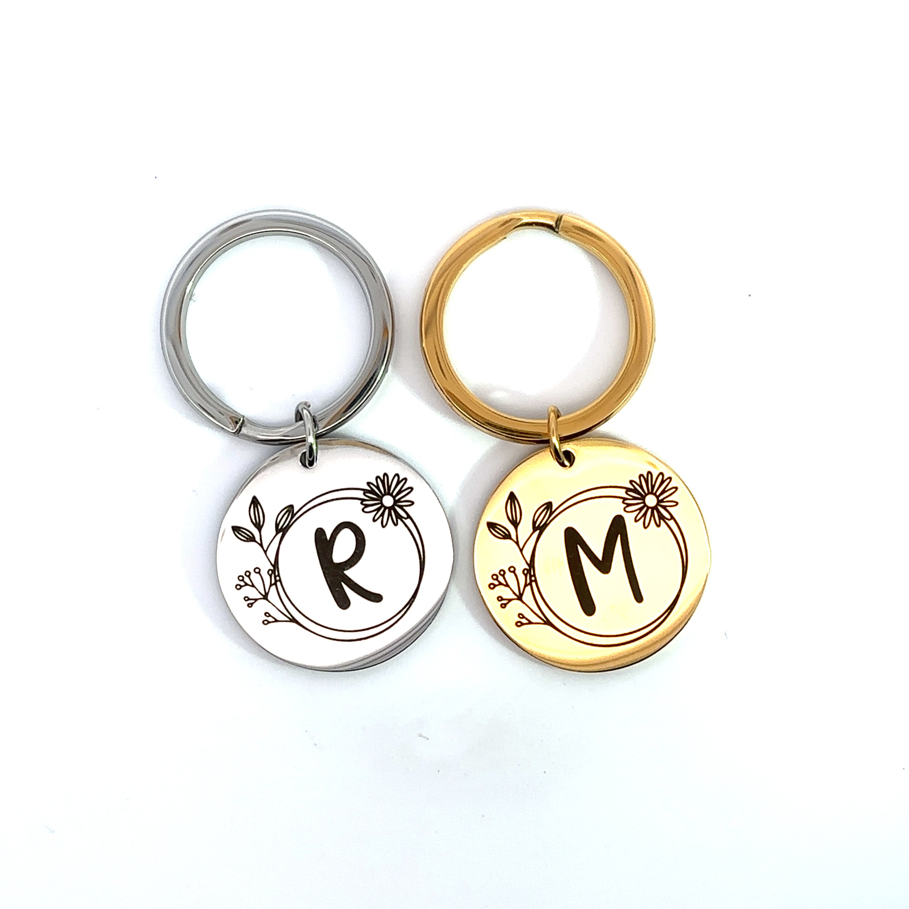 Daisy Initial Keychain Double Sided