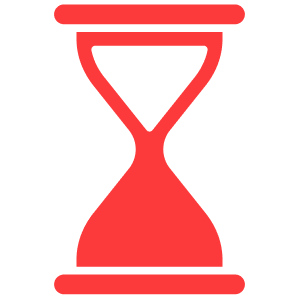 Hourglass icon, symbolizing time or a countdown.