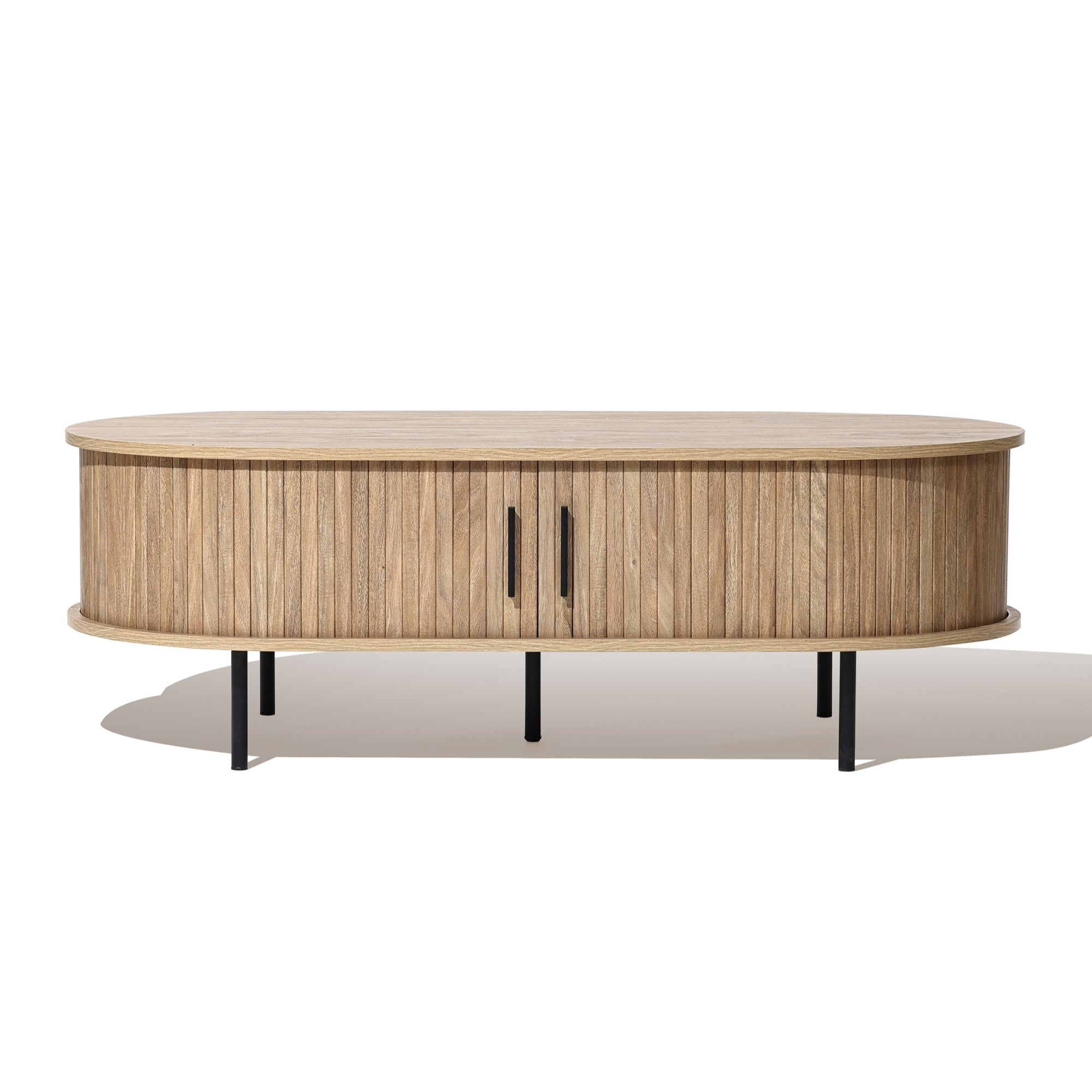 Aria tambour door coffee table, oak - LuxenHome product image