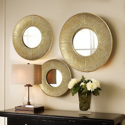 3-Layered Decorative Wall Mirror with Metal Frame for Dining