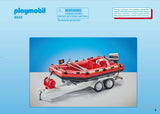 Retrouvez toutes les pièces détachées de votre set Playmobil numéro 9845 intitulé Bateau de pompier avec remorque