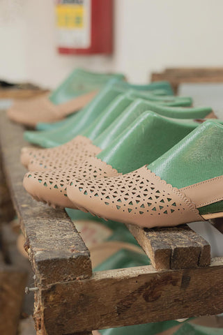 Handmade shoes in manufacture