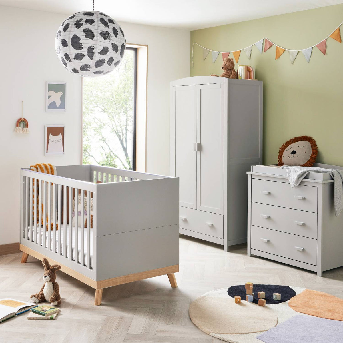 Babymore Mona 3 Piece Nursery Room Set in Grey colour