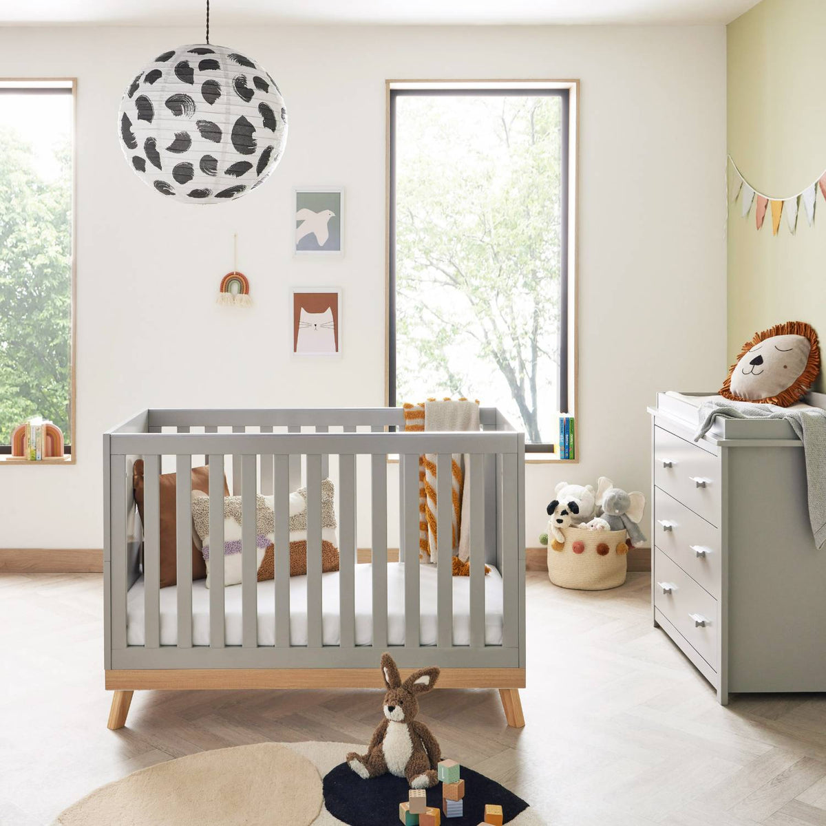 Babymore Mona Mini 2 Piece Nursery Room Set in Grey colour