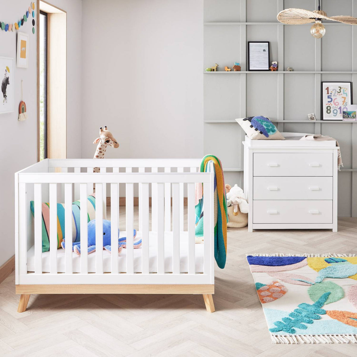 Babymore Mona Mini 2 Piece Nursery Room Set in White colour