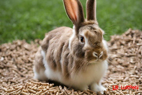 rabbit using pine pellets