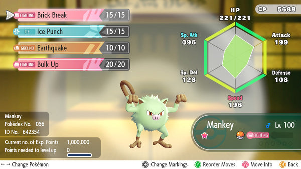 6iv Shiny Mankey For Pokemon Lets Go Pikachu Eevee