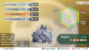 6iv Shiny Rhyhorn For Pokemon Lets Go Pikachu Eevee