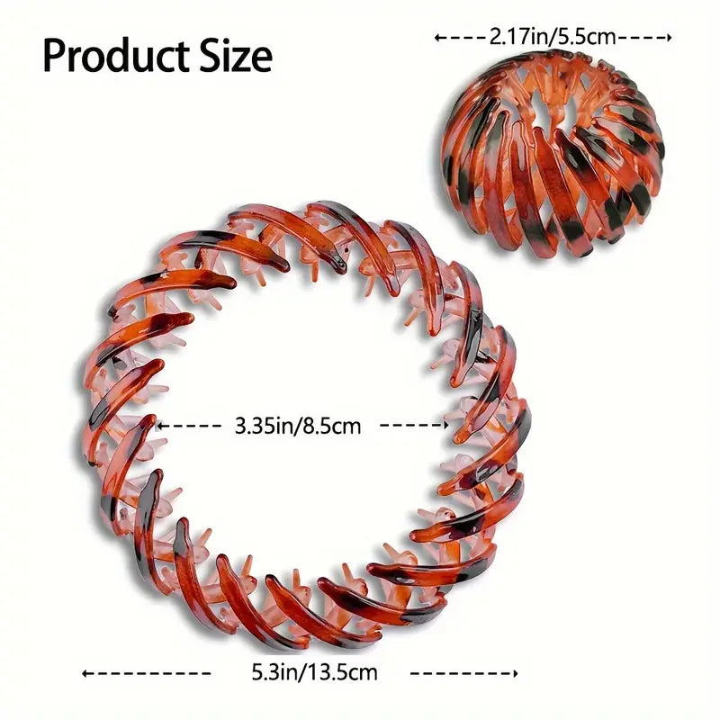 1/4 buc. agrafă magică pentru păr extensibilă retro cu design geometric, scrunchie pentru cozi de păr și cocuri, stil nid de pasăre, pentru femei Detaliile articolului 2