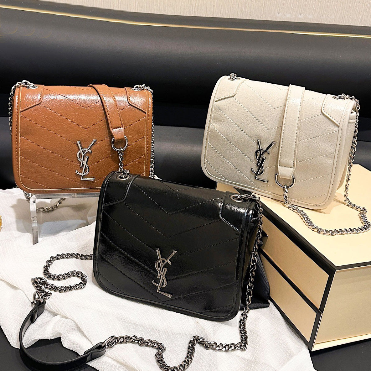 YSL 2023 New Woman Leather Crossbody Bag Shoulder Bag Shopping B