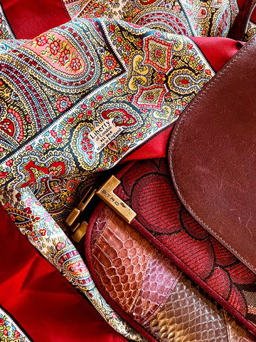 Chicologie Vintage Silk Scarf Designer Etro Handbag