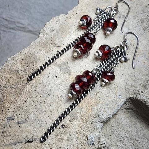 Deborah Woolfork Handmade Pomegranate Red Bead Dangle Earrings Locally Made Artisan Jewelry