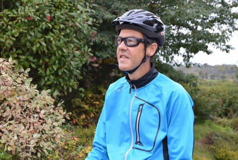John wearing his windproof cycle glasses with clear lenses