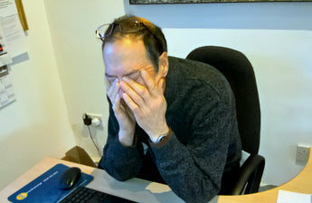 John is suffering from severely dry eyes preventing him from computer work