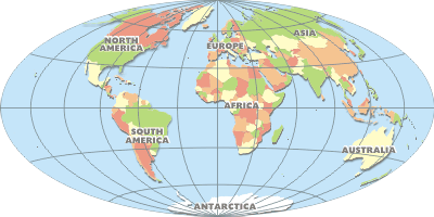 world map showing continents