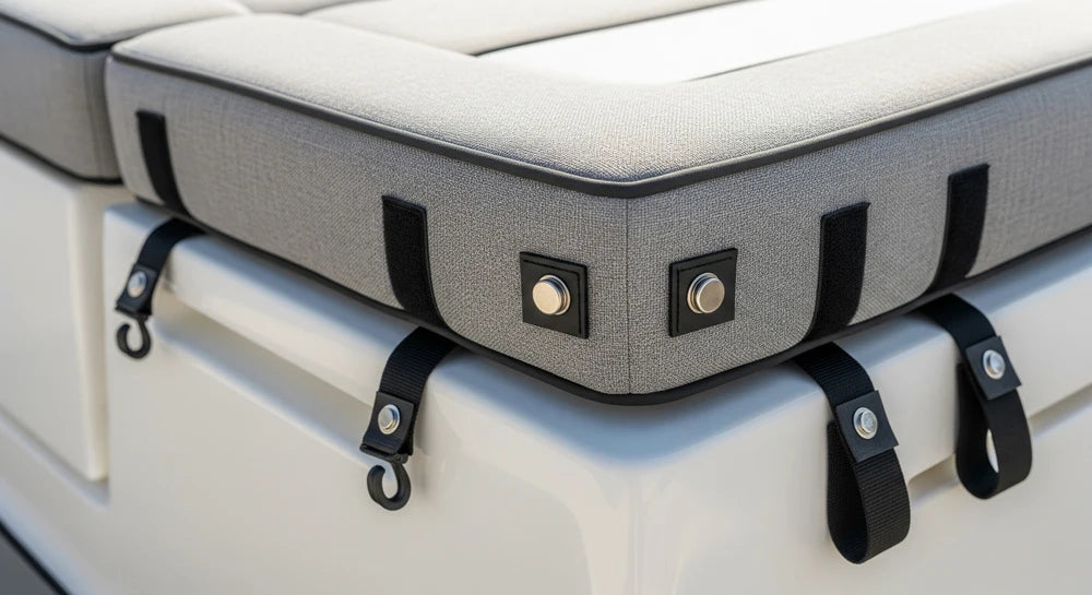 Installing custom boat cushions with proper attachment hardware