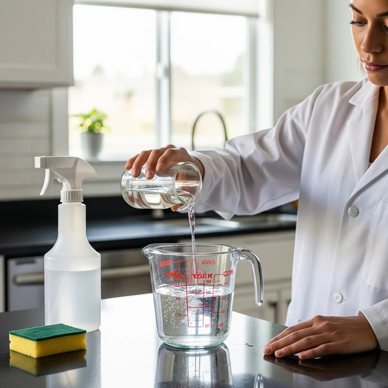 Mixing white vinegar cleaning solution