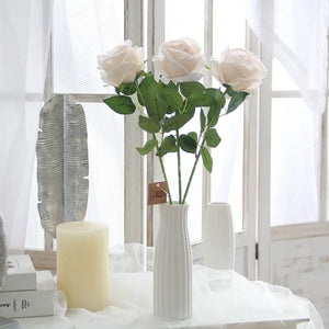 KING 12 Rose Artificial Flowers, White Silk Roses with Stems Realistic Fake Rose Flower Bouquets for Wedding Arrangement Centerpieces Party Home Table Decorations - King Fulfillment  - Fake Flower Wall