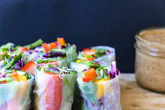 Rainbow rice paper rolls