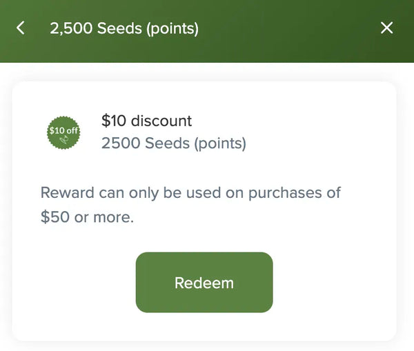 redeeming seeds pop up