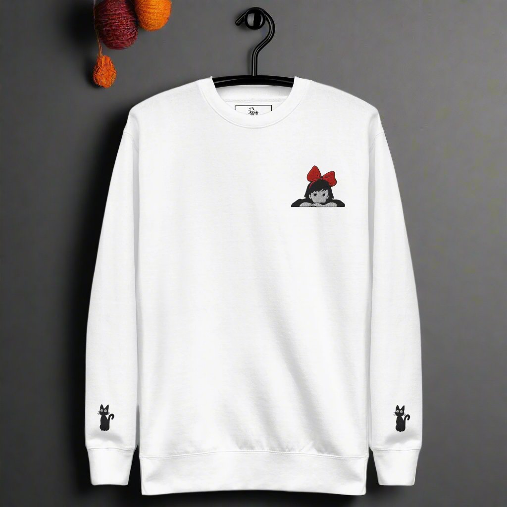 Kiki Red Bow | Unisex Soft-Wash Sweatshirt | Embroidered w/ Sleeves