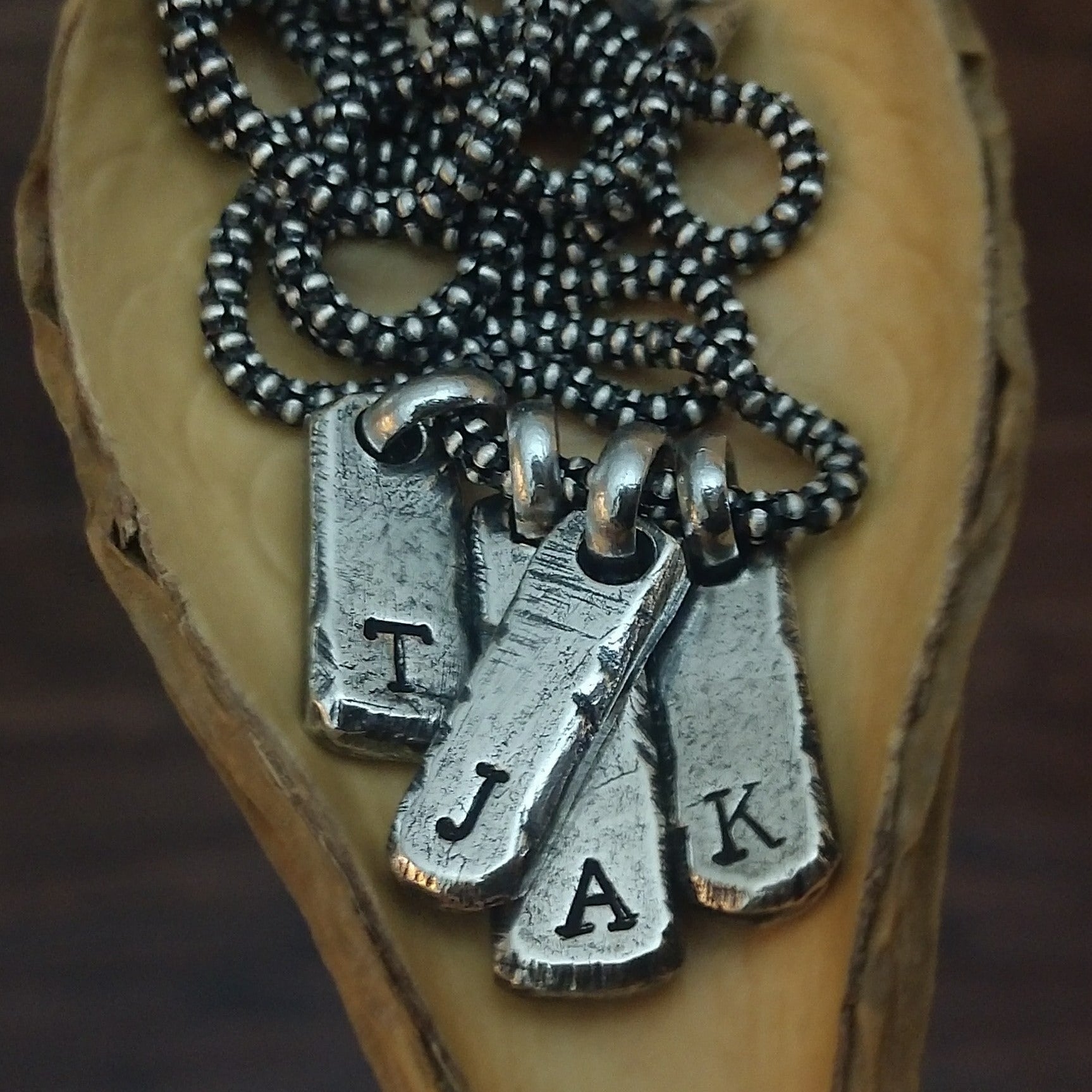 Mens Personalized Silver Pendant for Necklace, Custom Tag & Bar Pendants