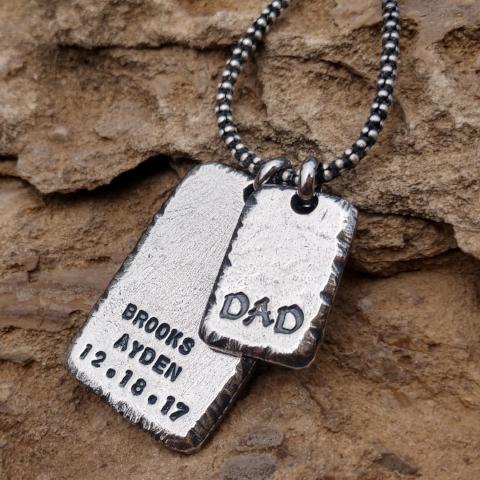 mens sterling silver dog tag necklace