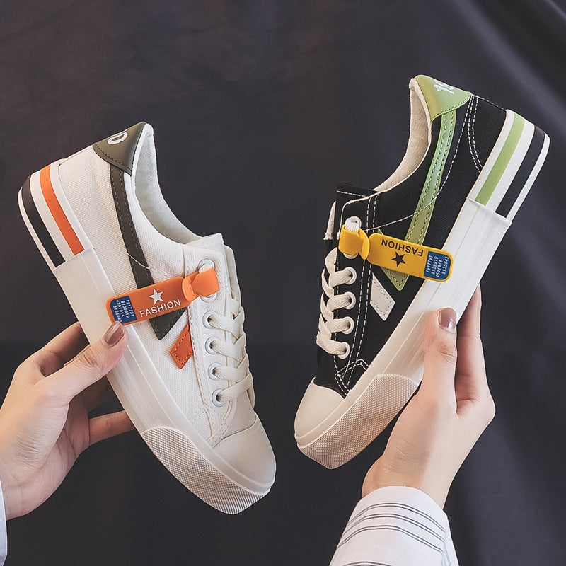 Women's White Spring Korean Style Versatile Rubber Canvas Shoes