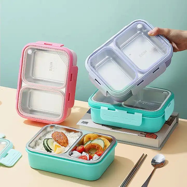 Meal Station Stainless Steel 4 Compartment Bento Lunch Box with Lunch –  Myneemoe