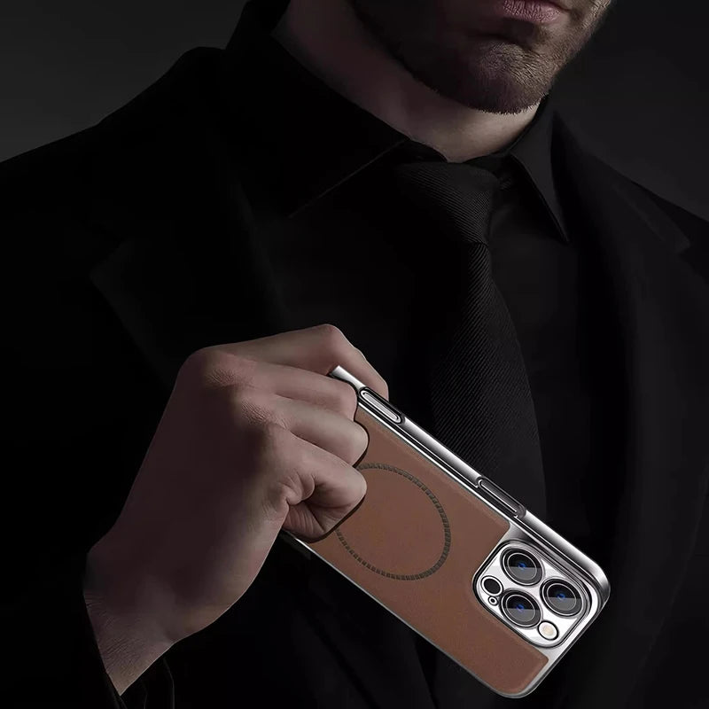 Luxury Magnetic Shockproof Leather Case for iPhone 16 Pro Max