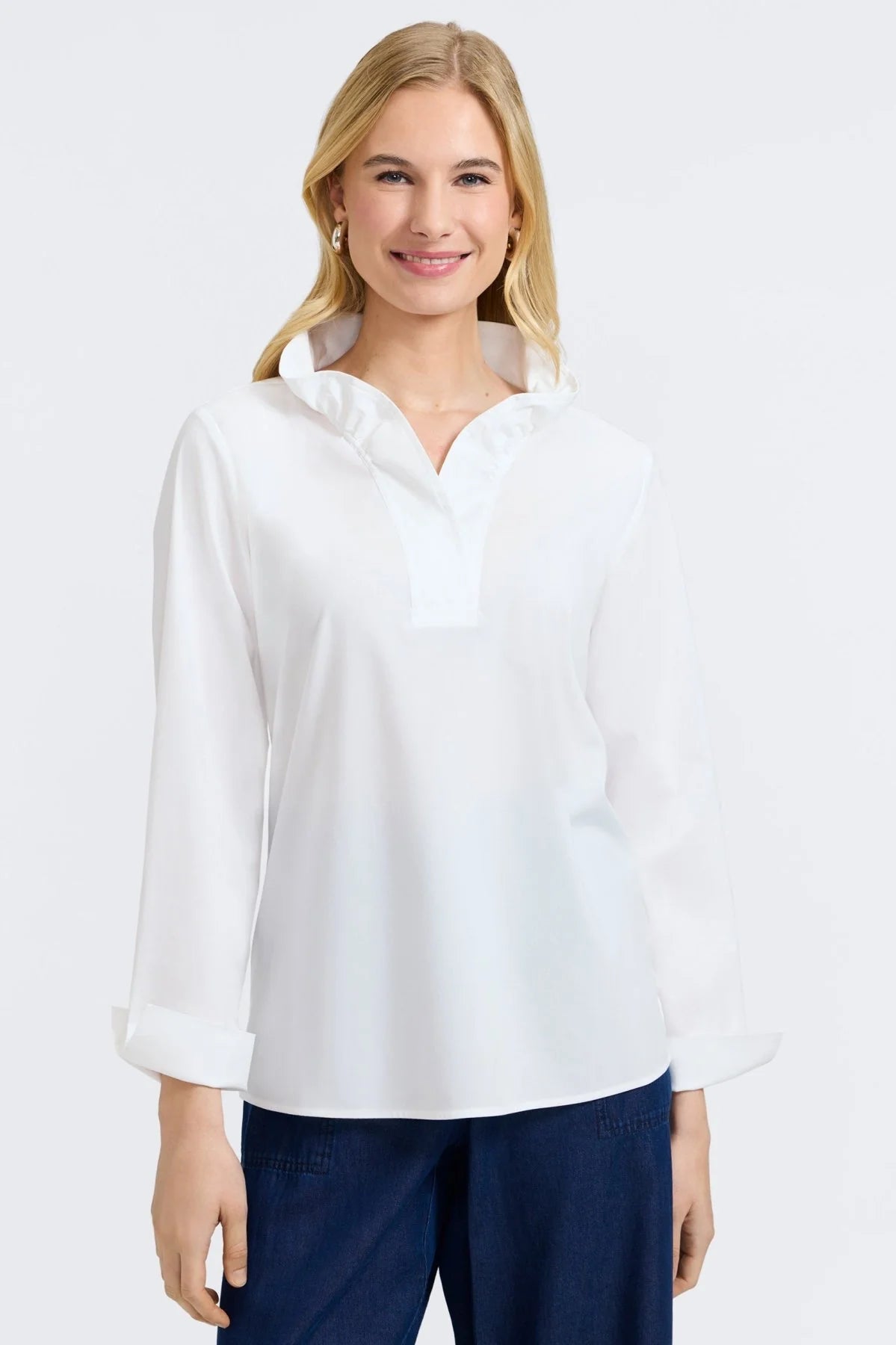 Tammy No Iron Stretch Long Sleeve Popover Shirt