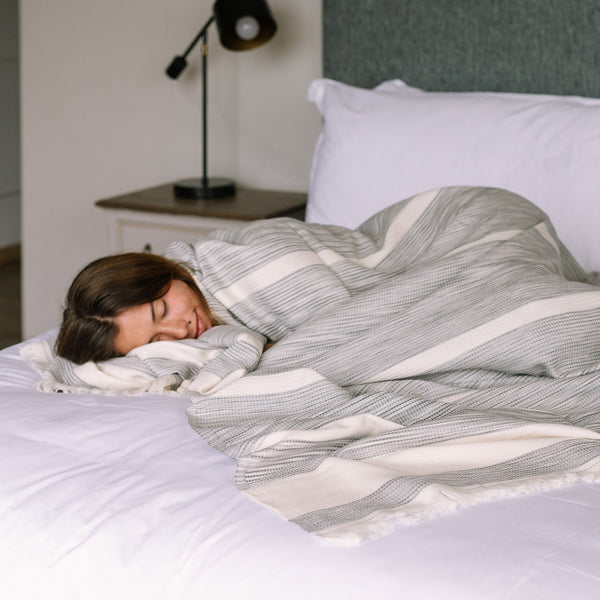 Grey Striped Lattice Blanket