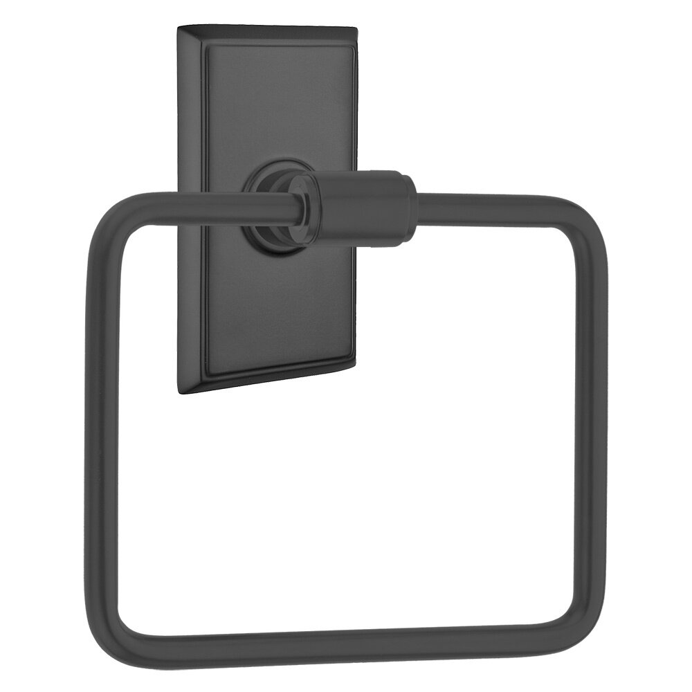Transitional Brass Collection Transitional Brass Towel Ring with Rectangular Rosette by Emtek