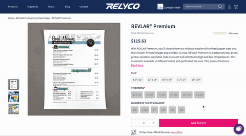 Product page walk-through Navigation on RELYCO's new website