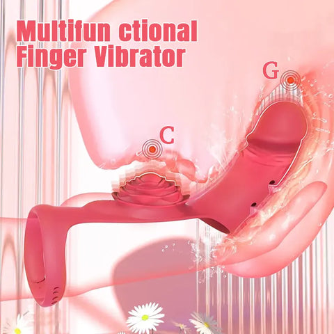 Flexible Finger Vibrator with Rose