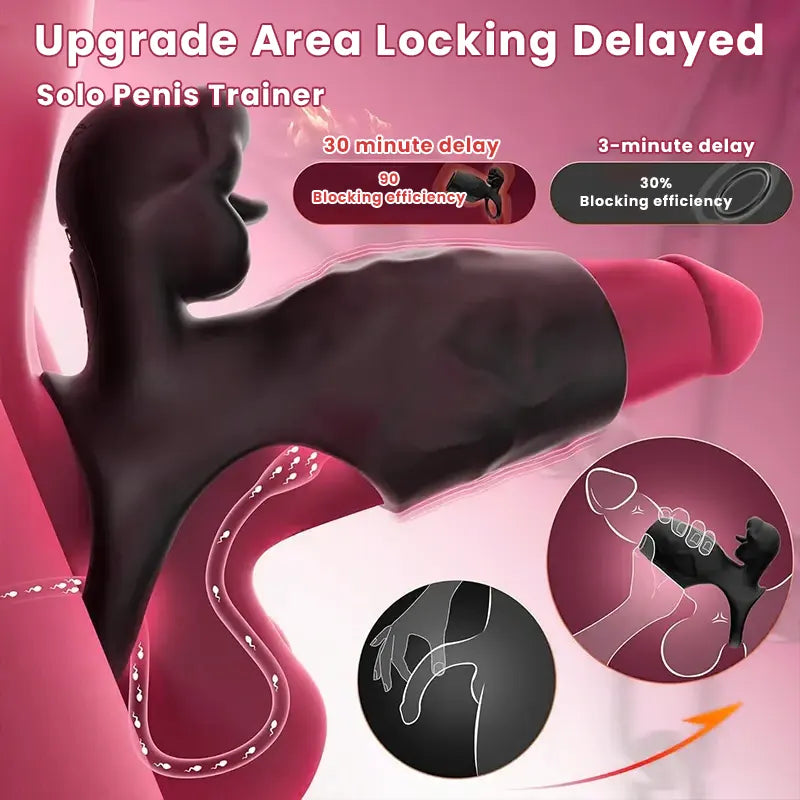 Tongue Licking Clit Stimulation Vibrating Cock Ring with Penis Sleeve view